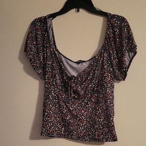 Ambiance Black Floral Puff Sleeve Blouse